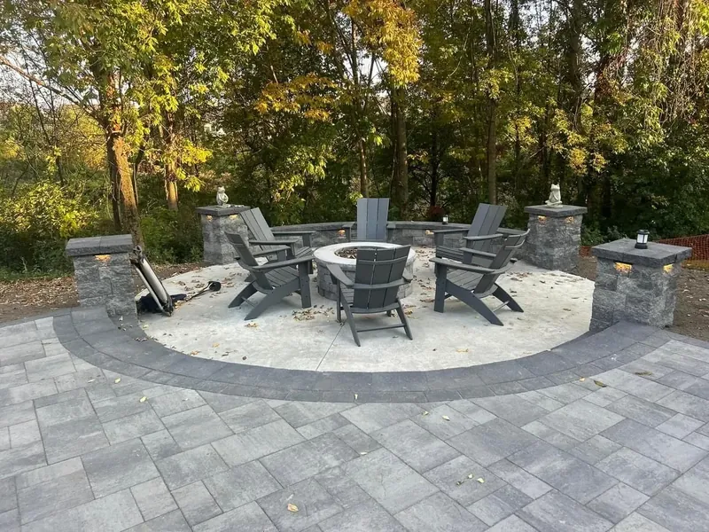 Pool deck with outdoor kitchen Waterford NY landscape design