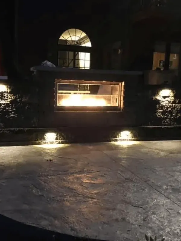 Outdoor kitchen and fire pit design Clifton Park NY